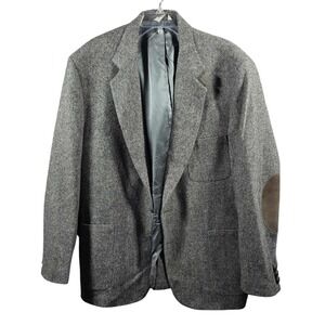 Hamilton Collection Tweed Sport Coat Blazer Elbow Patches Men's 46R Grey
